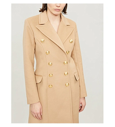 Shop Balmain Double-breasted Wool And Cashmere-blend Coat In Camel