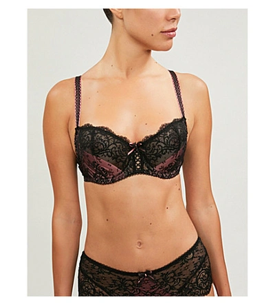 Shop Aubade Courbes Stretch-lace Bra In Charme Noir