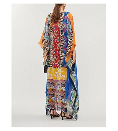 Shop Etro Patchwork-print Silk-crepe Maxi Dress In Blu