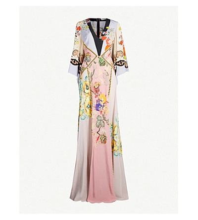 Shop Etro Somerset Floral-print Silk-crepe Maxi Dress In Purple