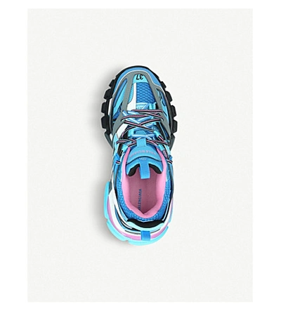 Balenciaga Blue And Pink Track Caged Multi-texture Sneakers In Blue Other