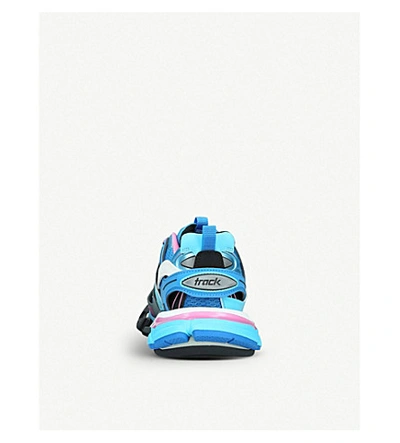 Balenciaga Blue And Pink Track Caged Multi-texture Sneakers In Blue Other