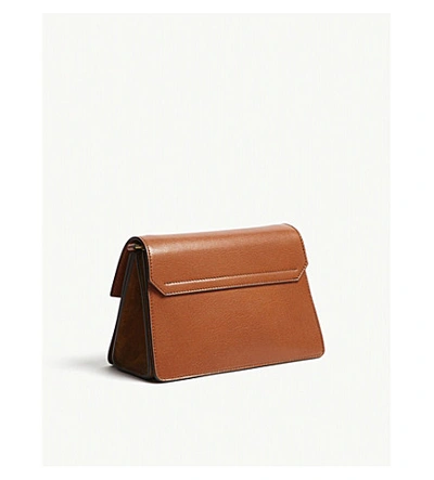Shop Givenchy Gv3 Suede Leather Shoulder Bag In Chestnut/gold
