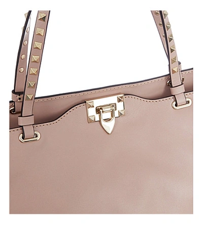 Shop Valentino Rockstud Medium Tote In Poudre