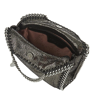 Stella Mccartney Falabella Tiny Baby Bella Shimmer Faux-suede Tote In Ruthenium