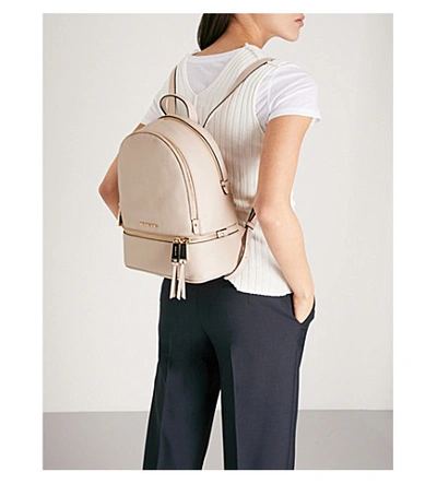 Shop Michael Michael Kors Rhea Medium Leather Backpack In Soft Pink