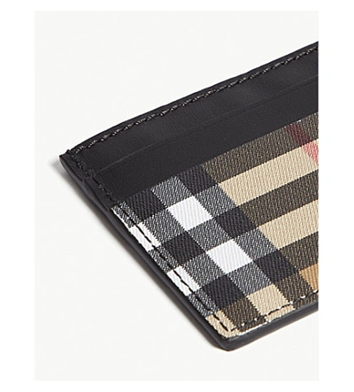 Shop Burberry Sandon Vintage Check Leather Card Holder In Black