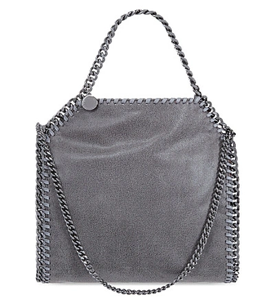 Shop Stella Mccartney Women's Light Grey Mini Falabella Woven Tote Bag