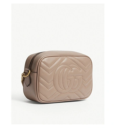 Shop Gucci Gg Marmont Mini Leather Shoulder Bag In Porcelain Rose