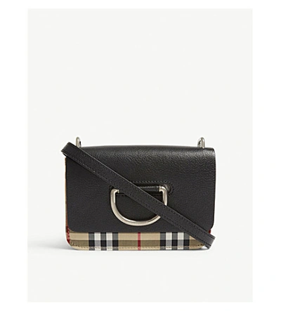 Shop Burberry The Mini Vintage Check Leather Cross-body Bag In Black