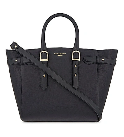 Shop Aspinal Of London Marylebone Medium Pebbled Leather Tote In Black