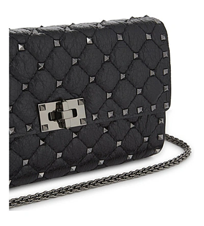 Shop Valentino Rockstud Quilted Leather Cross-body Bag In Black