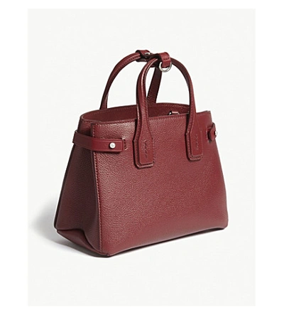 Shop Burberry Baby Banner Leather Tote In Crimson