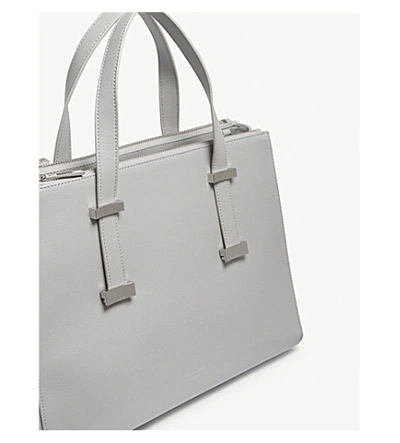 Shop Ted Baker Alexiis Grained Leather Tote In Grey