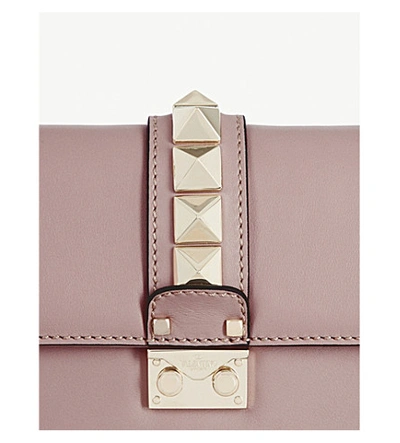 Shop Valentino Lock Small Leather Shoulder Bag In Poudre