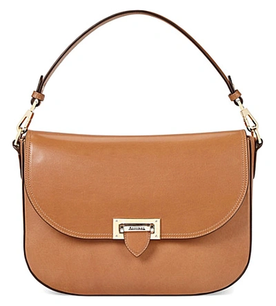 Shop Aspinal Of London Slouchy Leather Saddle Bag In Natural Tan
