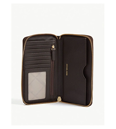 Shop Michael Michael Kors Logo Leather Phone Case Wallet In Brown