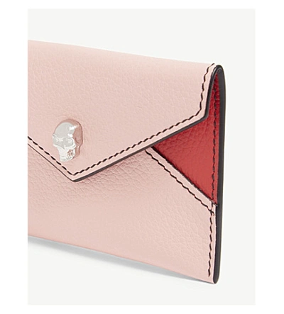 Shop Alexander Mcqueen Leather Envelope Card Holder In Pink/red