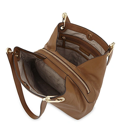 Shop Michael Michael Kors Raven Pebbled Leather Shoulder Bag In Acorn