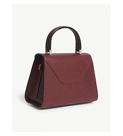 Shop Valextra Iside Mini Grained Leather Tote In Marasca Oxblood