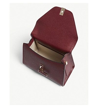 Shop Valextra Iside Mini Grained Leather Tote In Marasca Oxblood