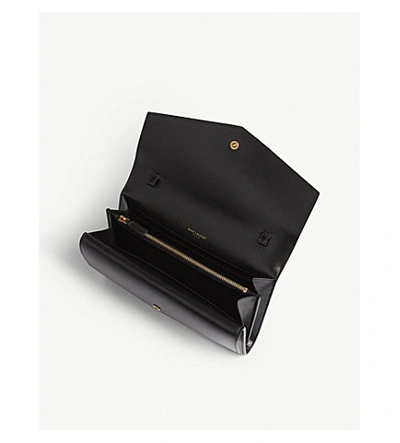 Shop Saint Laurent Sulpice Leather Shoulder Bag In Black