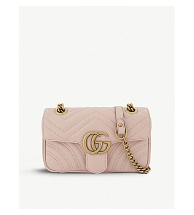 Shop Gucci Women's Pink Zigzag Marmont Gg Mini Leather Cross-body Bag In Perfect Pink