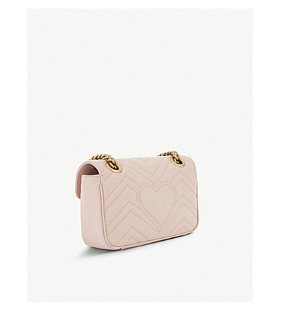 Shop Gucci Women's Pink Zigzag Marmont Gg Mini Leather Cross-body Bag In Perfect Pink