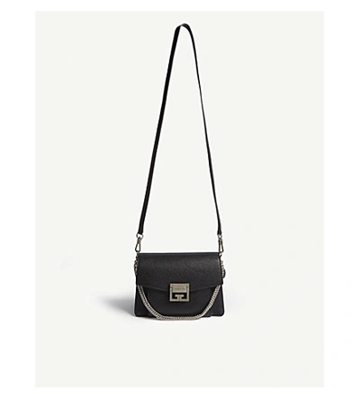 Shop Givenchy Gv3 Small Leather Shoulder Bag In Black/silver