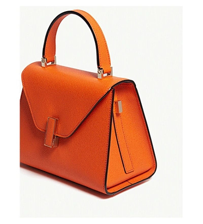 Shop Valextra Iside Mini Leather Tote In Ar Aragosta