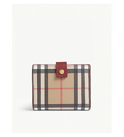 Shop Burberry Lakeside Check Small Wallet In Vintage Check Crimson