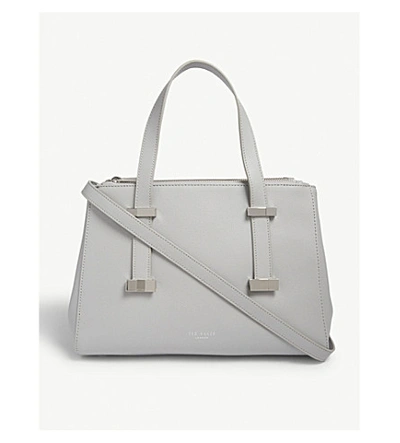 Shop Ted Baker Bow Detail Leather Tote In Grey