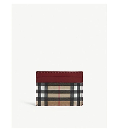 Shop Burberry Sandon Leather Card Holder In Crimson