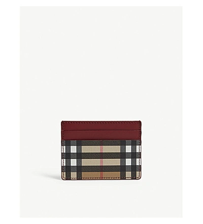 Shop Burberry Sandon Leather Card Holder In Crimson