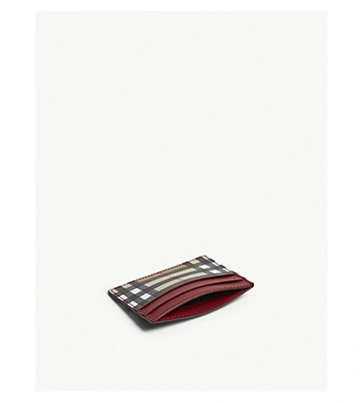 Shop Burberry Sandon Leather Card Holder In Crimson