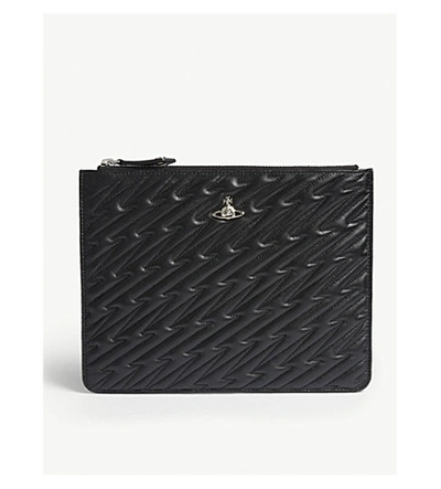 Shop Vivienne Westwood Coventry Quilted Leather Pouch In Black