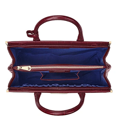 Shop Aspinal Of London Florence Large Embossed Leather Handbag In Bordeaux