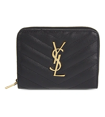 Shop Saint Laurent Womens Black Monogram Small Leather Purse