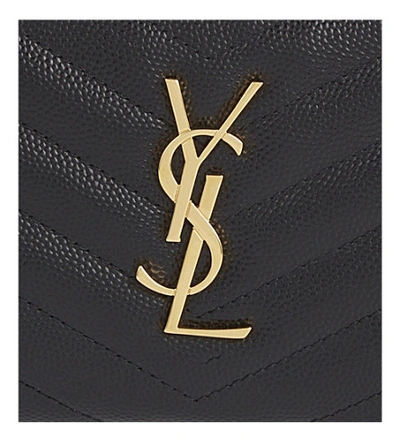 Shop Saint Laurent Womens Black Monogram Small Leather Purse