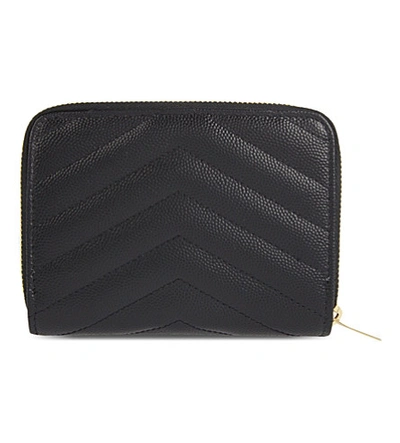 Shop Saint Laurent Womens Black Monogram Small Leather Purse