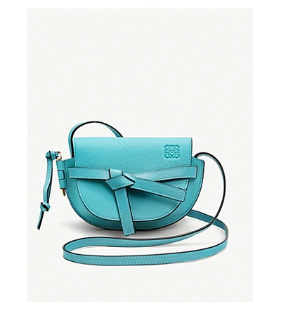 Shop Loewe Gate Mini Leather Shoulder Bag In Lagoon Blue