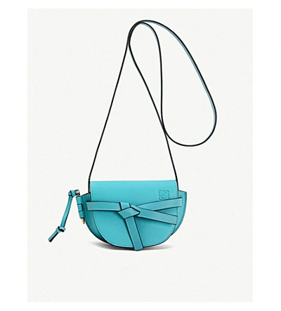 Shop Loewe Gate Mini Leather Shoulder Bag In Lagoon Blue