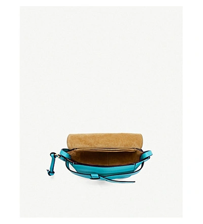 Shop Loewe Gate Mini Leather Shoulder Bag In Lagoon Blue