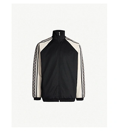 Shop Gucci Printed-sleeve Stretch-jersey And Shell Jacket In Black