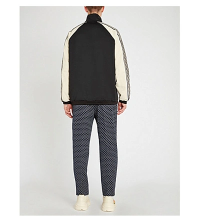 Shop Gucci Printed-sleeve Stretch-jersey And Shell Jacket In Black
