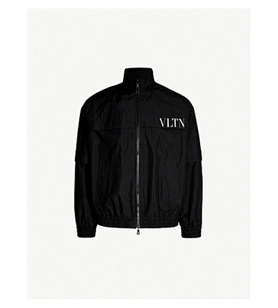 Shop Valentino Logo-print Cotton-blend Jacket In Black White