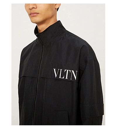 Shop Valentino Logo-print Cotton-blend Jacket In Black White