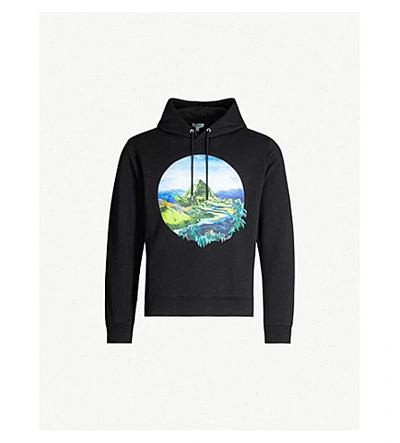 Shop Kenzo Machu Picchu-print Cotton-jersey Hoody In Black