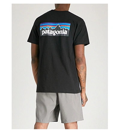 Shop Patagonia Logo-print Recycled Cotton-blend T-shirt In Black