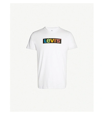 Shop Levi's Logo-print Cotton-jersey T-shirt In Boxtab Ssnl White